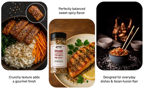 Sesame Ginger Crunch All Purpose Seasoning Blend With A Kick of Sweet Heat