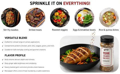 Sesame Ginger Crunch All Purpose Seasoning Blend With A Kick of Sweet Heat