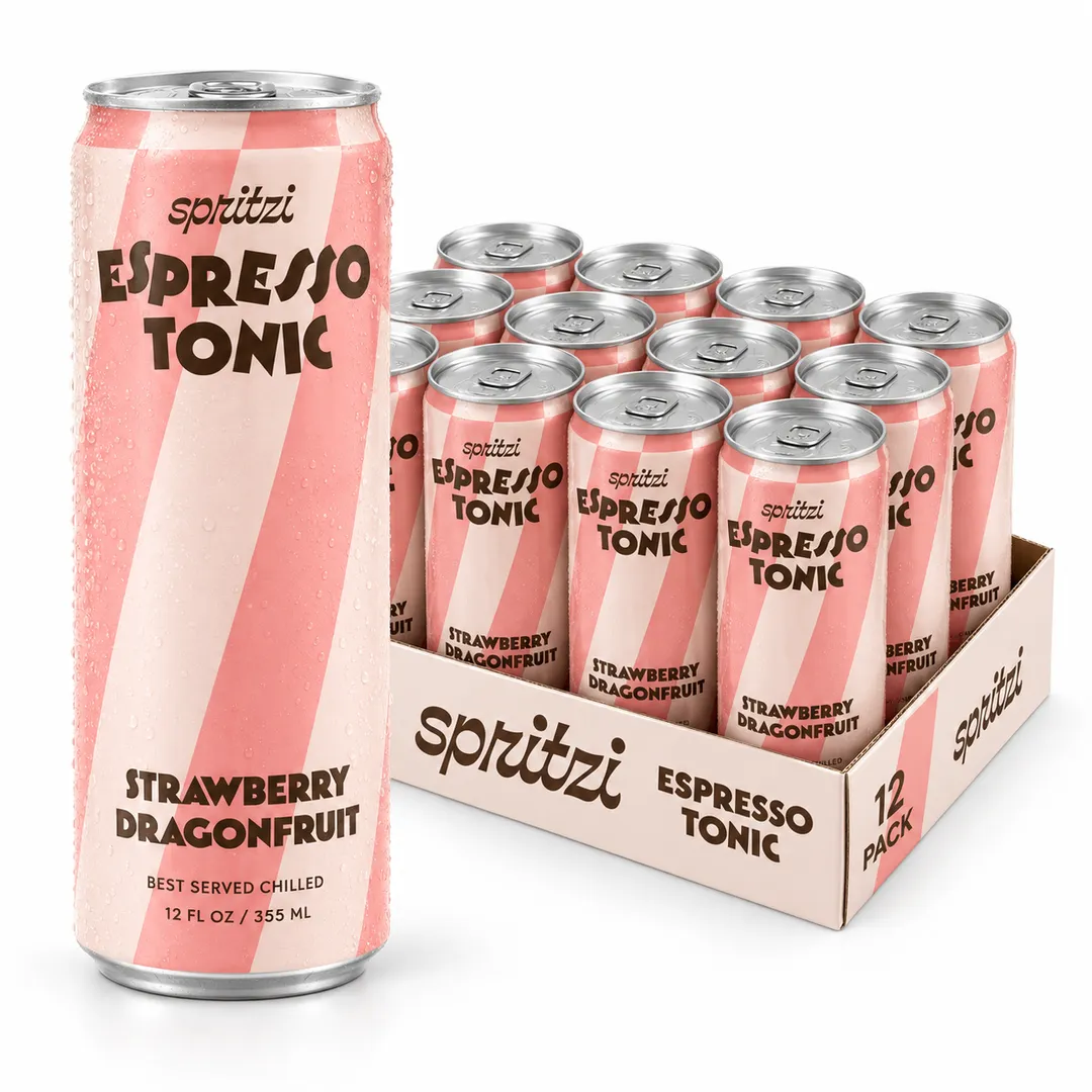 Strawberry Dragonfruit Espresso Tonic: 12-Can Case