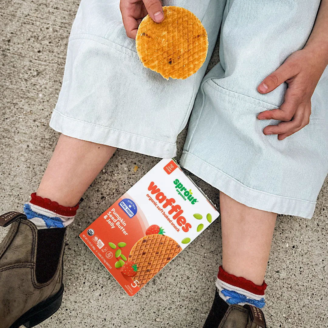 Waffles Toddler Snack, Strawberry & Pumpkin Seed Butter
