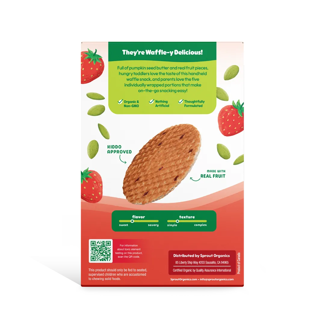 Waffles Toddler Snack, Strawberry & Pumpkin Seed Butter