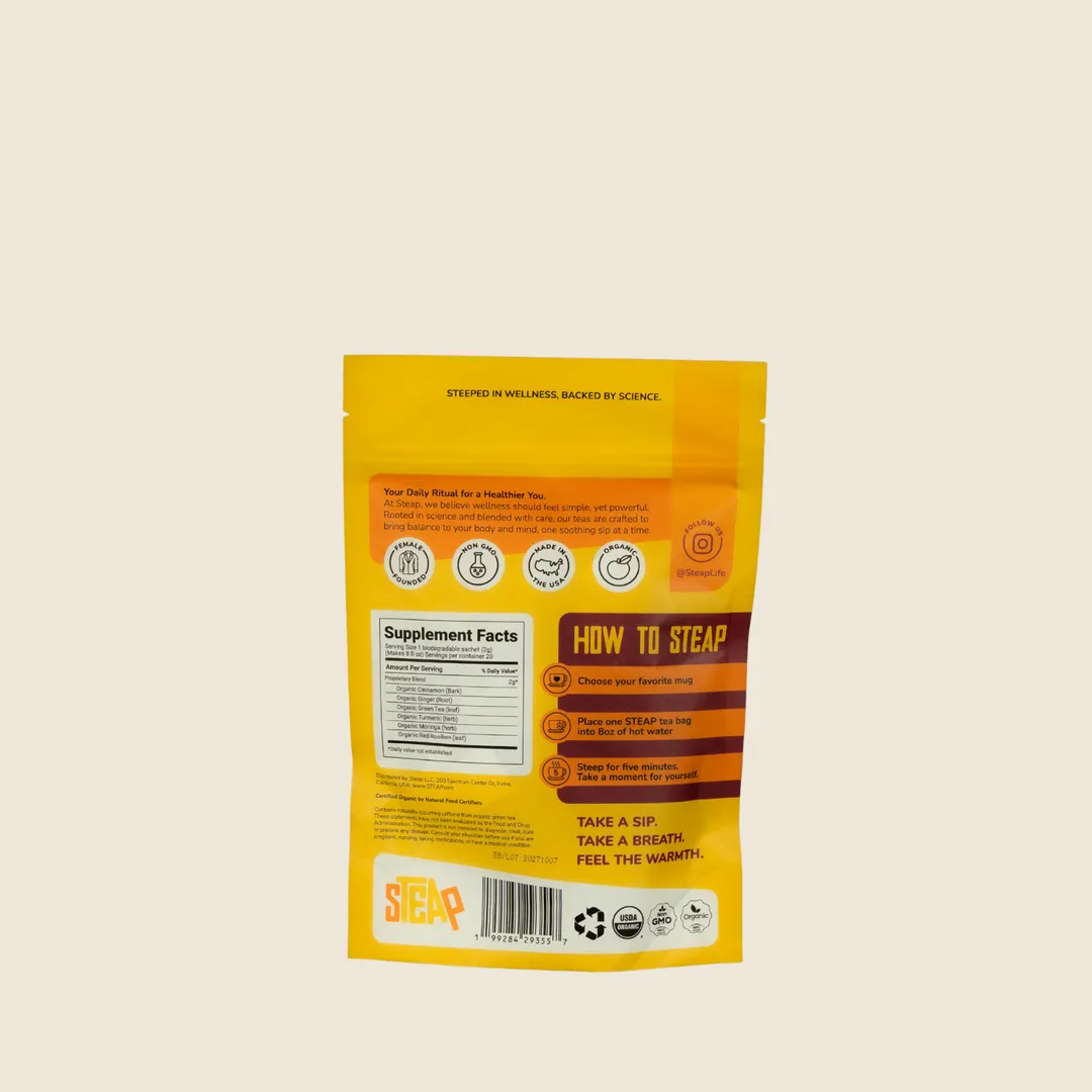 Steap Golden Glow — Turmeric & Ginger Wellness Tea (20 Sachets)