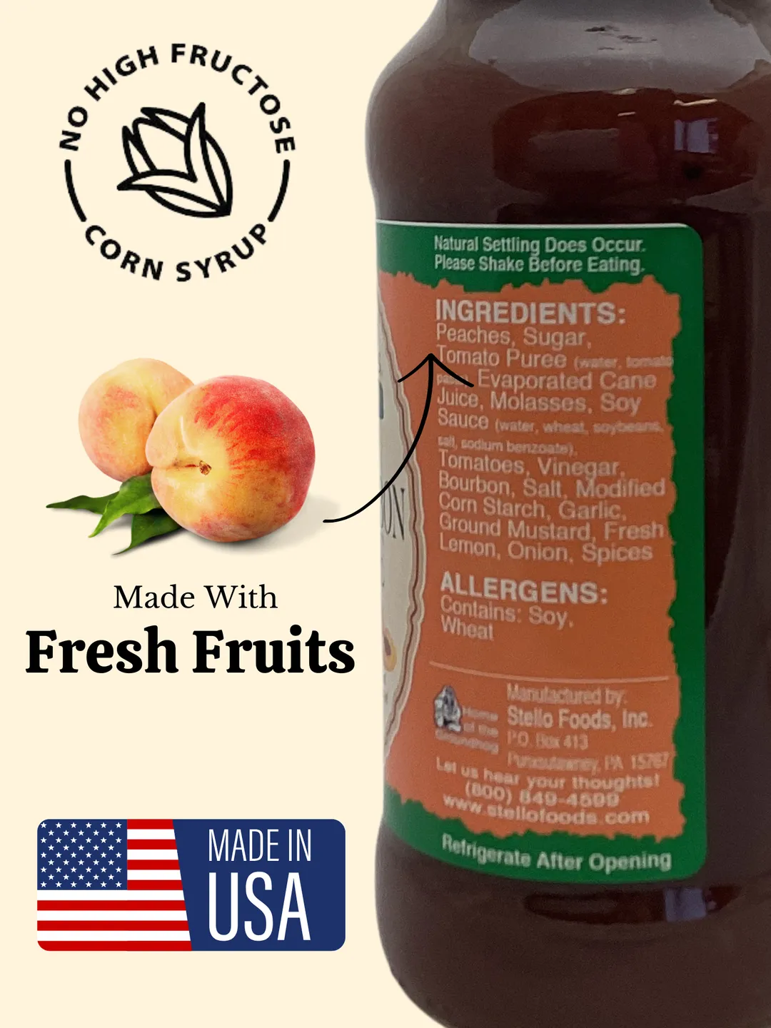 Stello Foods - Rosie's Peach Bourbon BBQ Sauce 13 oz