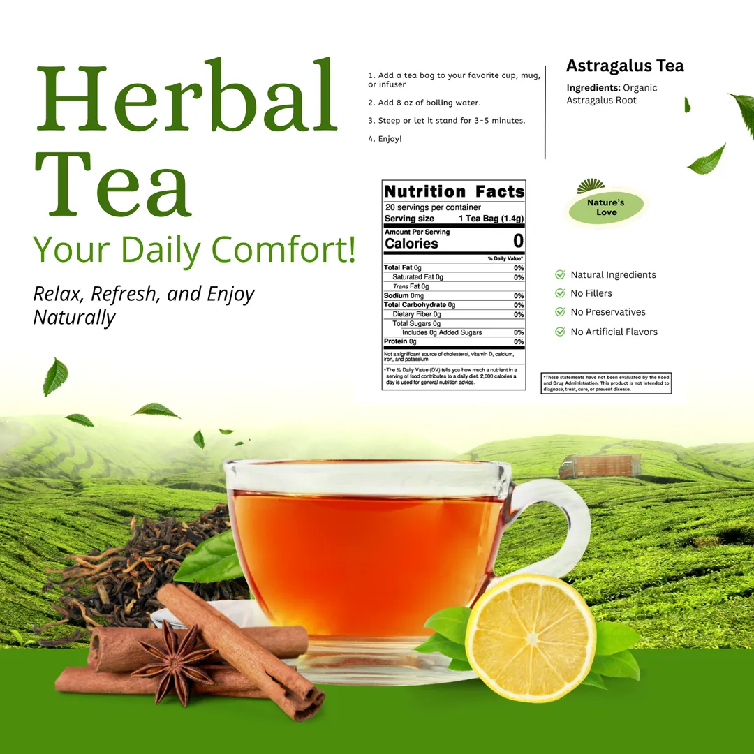 Astragalus Tea in Teabags - Mental Clarity Teabags - Immune System