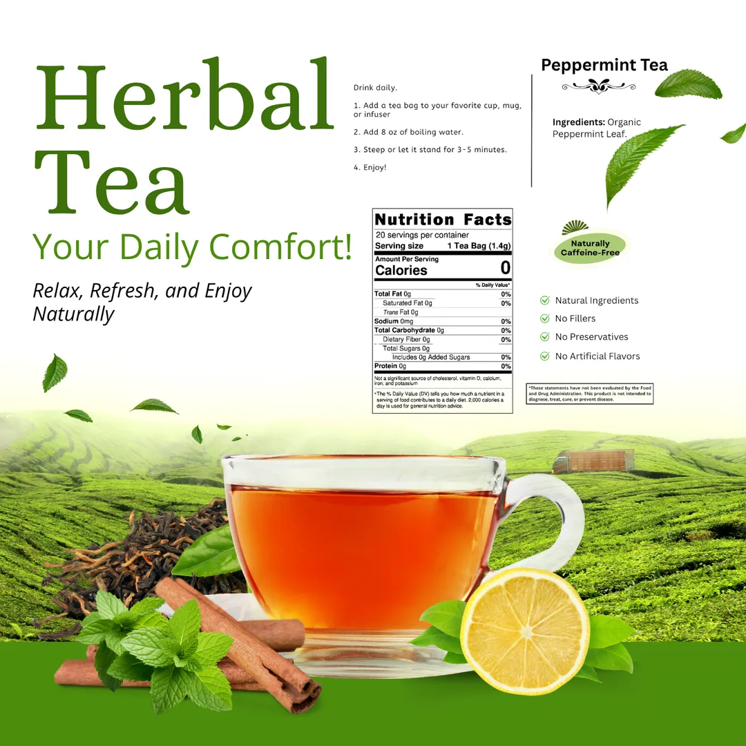 Peppermint Tea - Herbal Support for Refreshment & Vitality