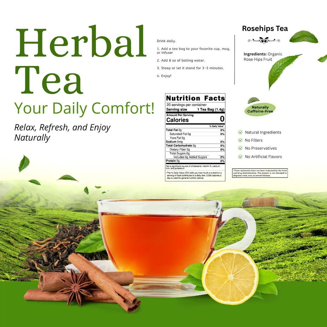 Rosehip Tea – Bright, tangy herbal tea with natural fruit notes