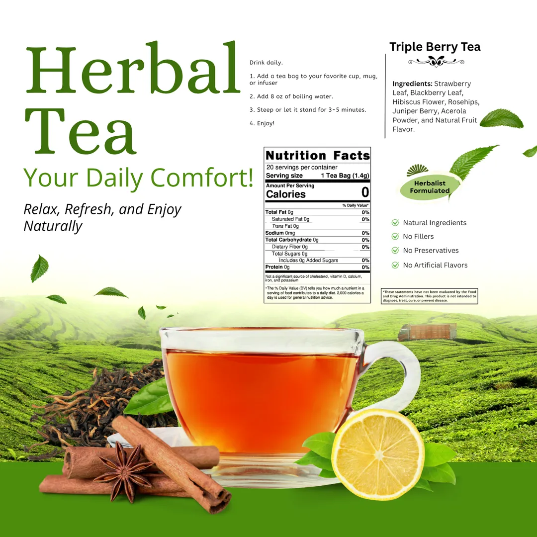 Triple Berry Tea -  Refreshing & Naturally Soothing