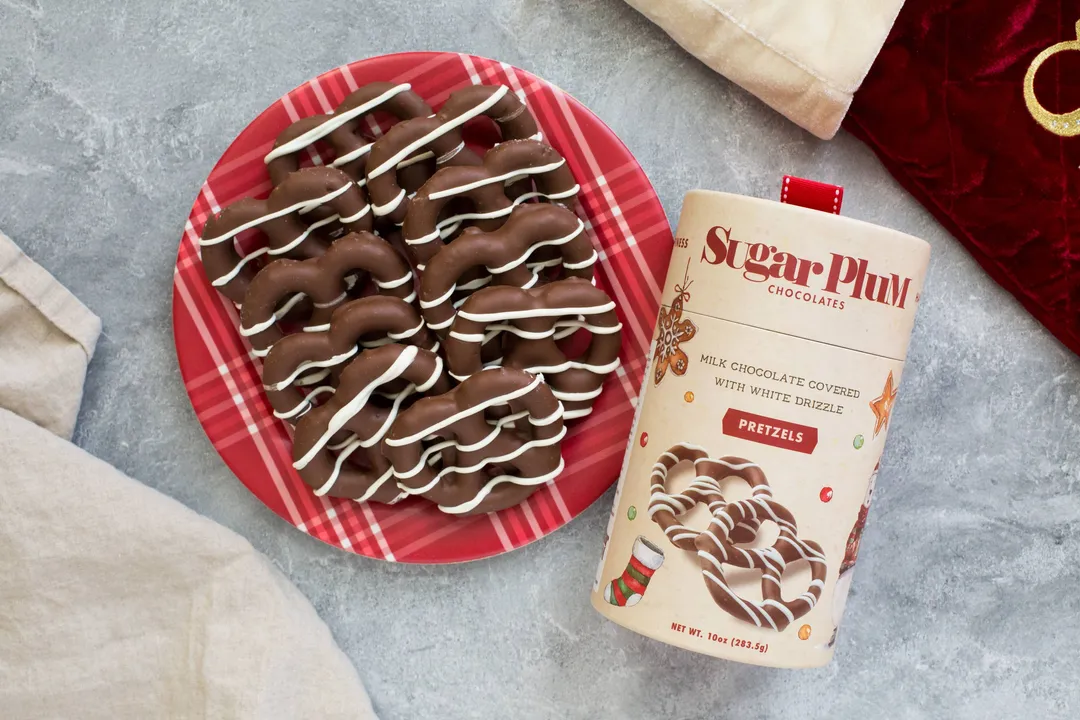 10 Milk Chocolate-Covered Pretzels With White Drizzle