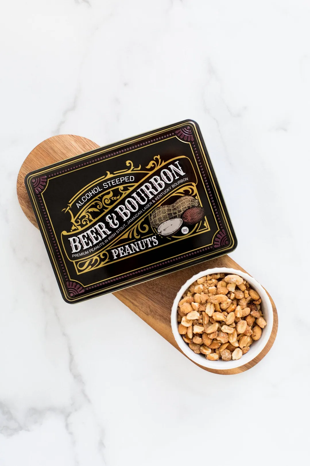 Beer and Bourbon Liquor Nut Tin