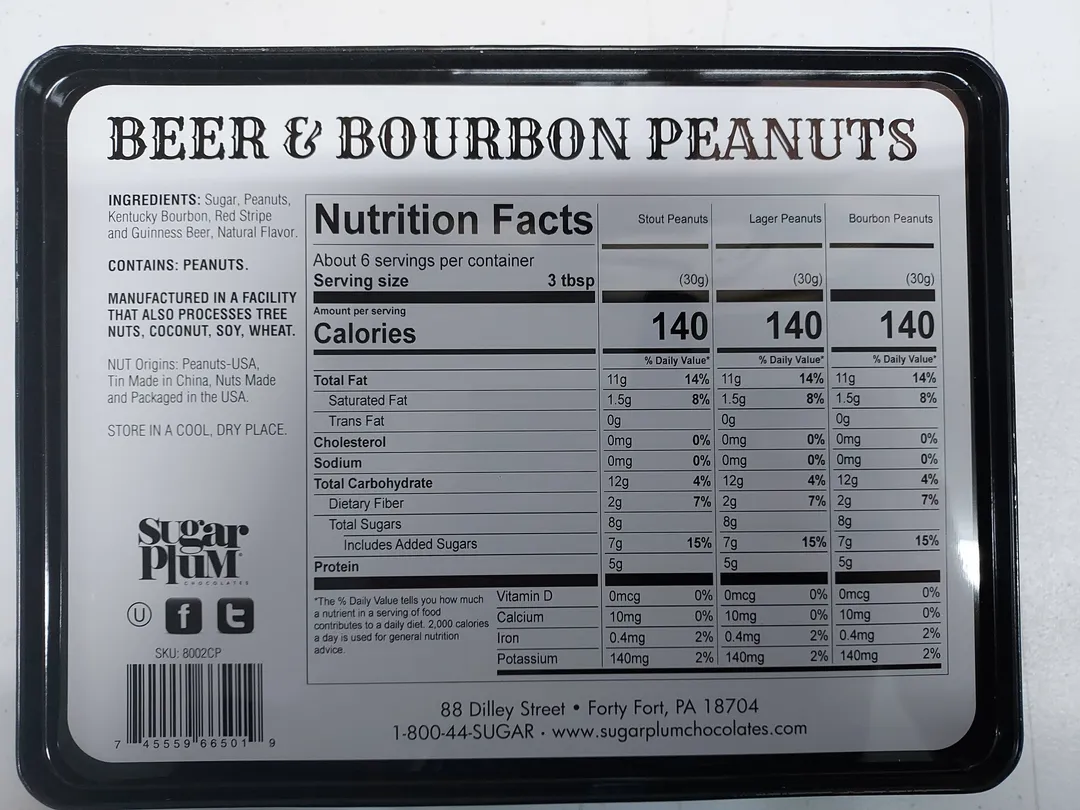 Beer and Bourbon Liquor Nut Tin