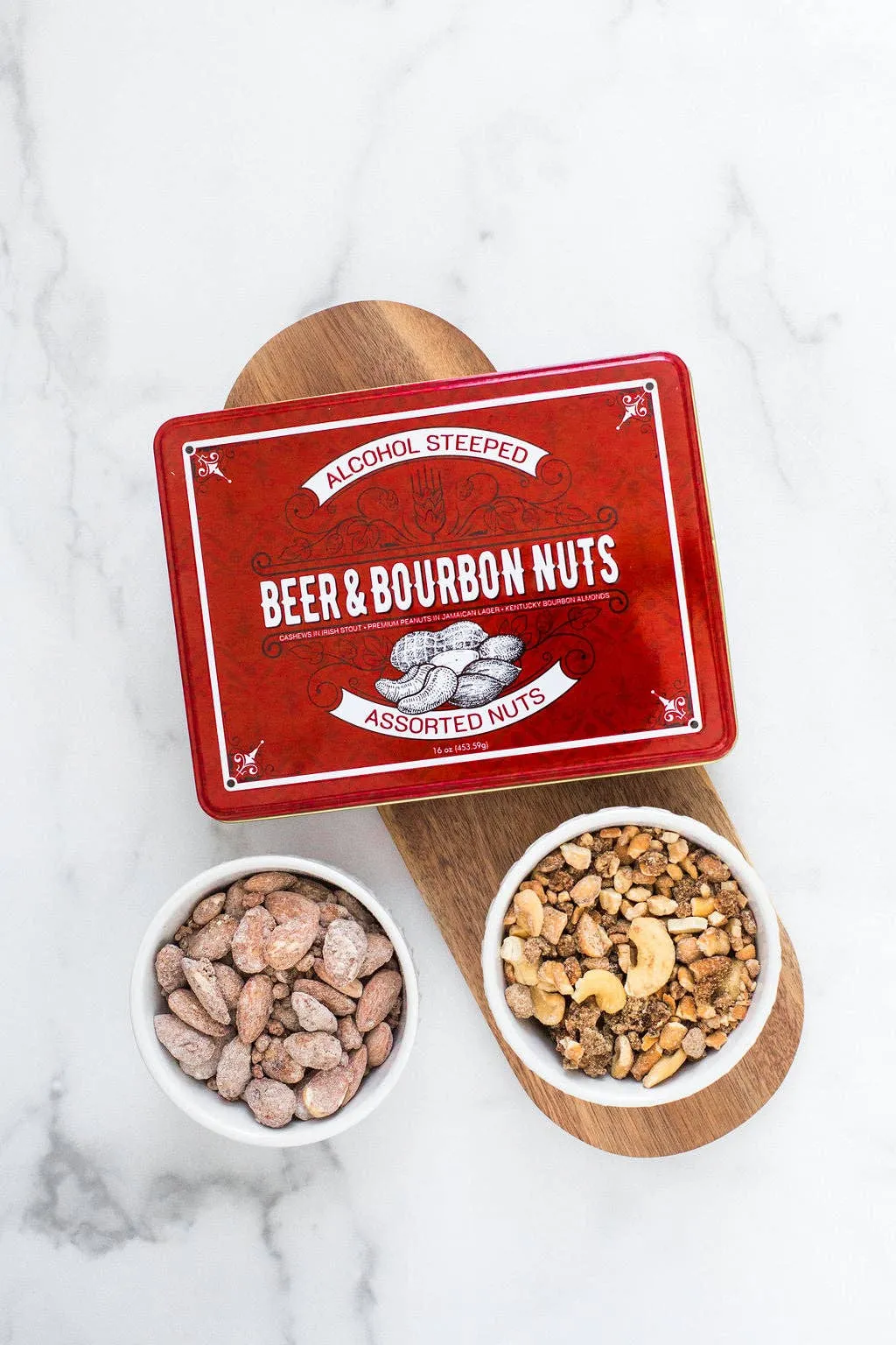 Beer & Bourbon Liquor Nuts Gift Tin  - 16 Oz.