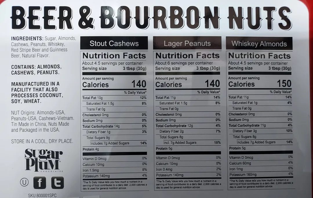 Beer & Bourbon Liquor Nuts Gift Tin  - 16 Oz.
