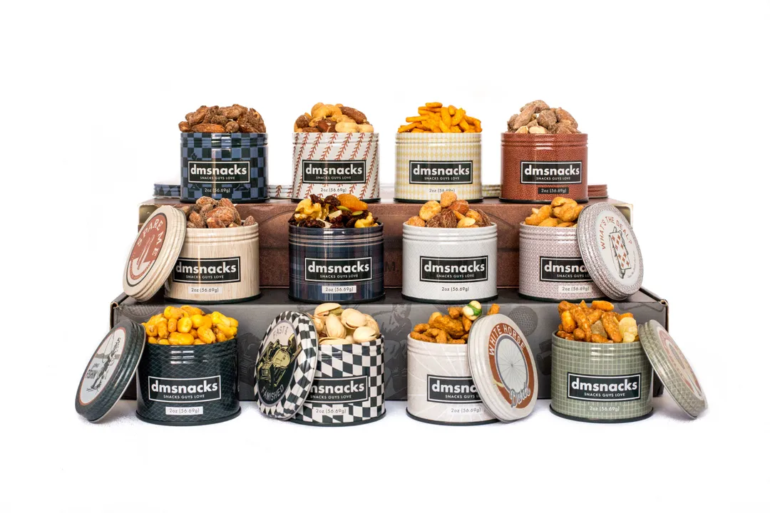 Bar Cart Snacks - 12 Gift Tin Vintage Sports Theme Set