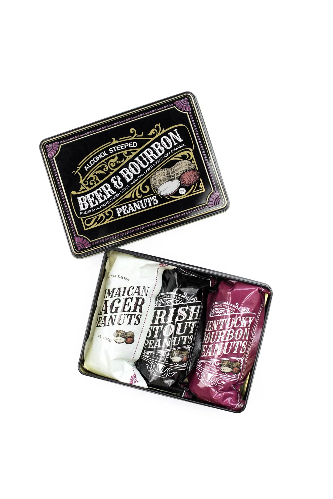 Beer and Bourbon Liquor Peanuts Gift Tin