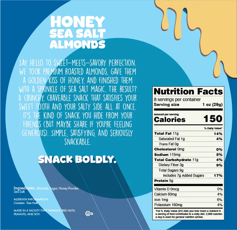 DM Snacks Honey Sea Salt Almonds, 8 oz.