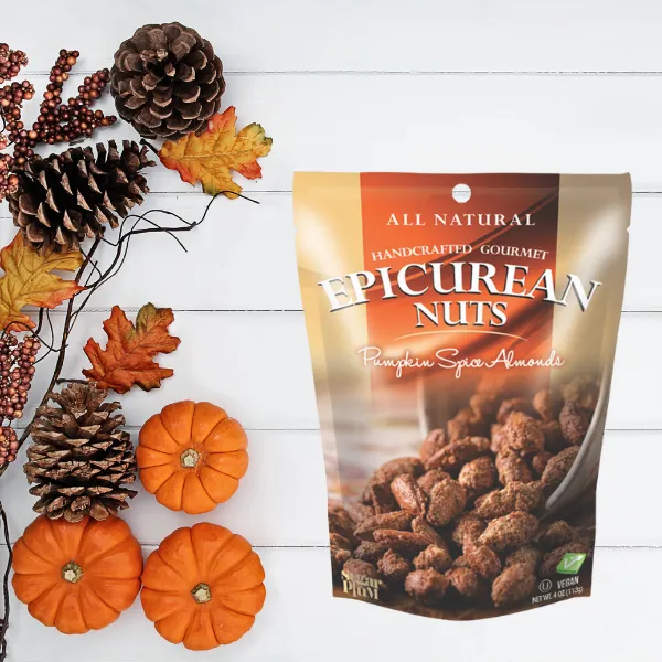 Pumpkin Spice Almonds 4 Oz. Bag All-Natural Epicurean Nuts 