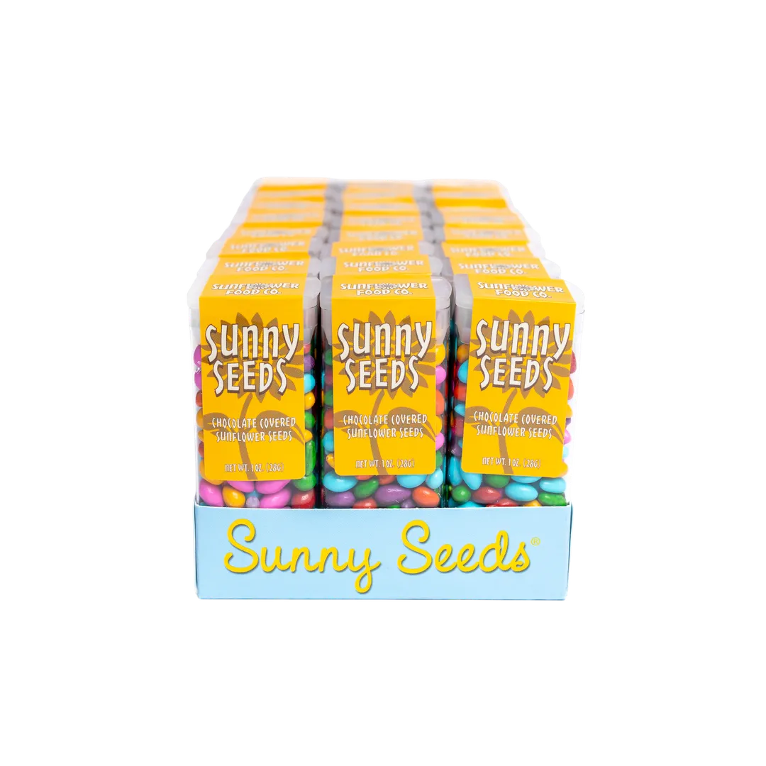Rainbow colored Sunny Seeds® in 1 oz tubes