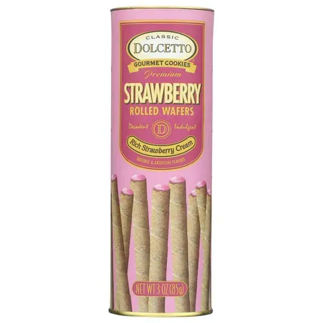 Dolcetto Strawberry Wafer Rolls (3 oz canister)