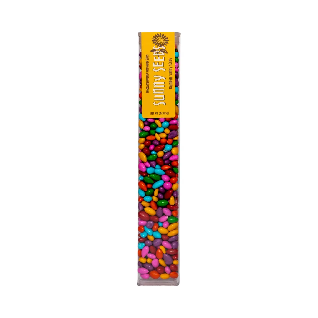 Rainbow colored Sunny Seeds in 3 oz tubes