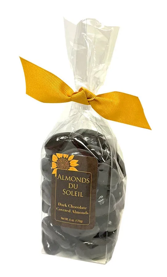 Gift Bag - Dark Chocolate Almonds Du Soleil 6 oz. bag w/bow