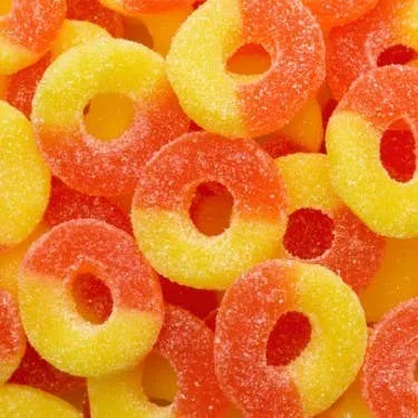Gift Bag- Gummi Peach Rings 6 oz. bag w/bow
