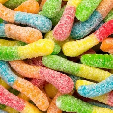 Gift Bag - Gummi Super Sour Worms 6 oz. w/bow