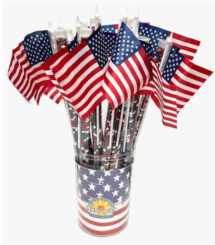 Patriotic Flag Topper w/ Choc. Sunflower Seeds (NO DISPLAY)