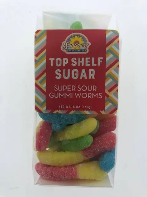Pocketsnak-Gummi Super Sour Worms 6 oz. bag