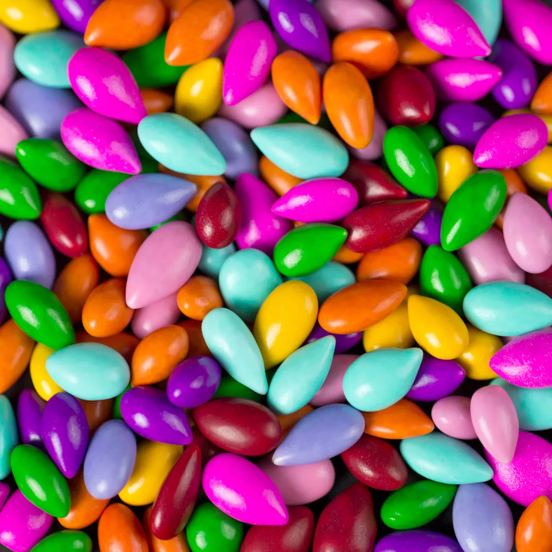 Rainbow colored Sunny Seeds in 1 lb resealable bags