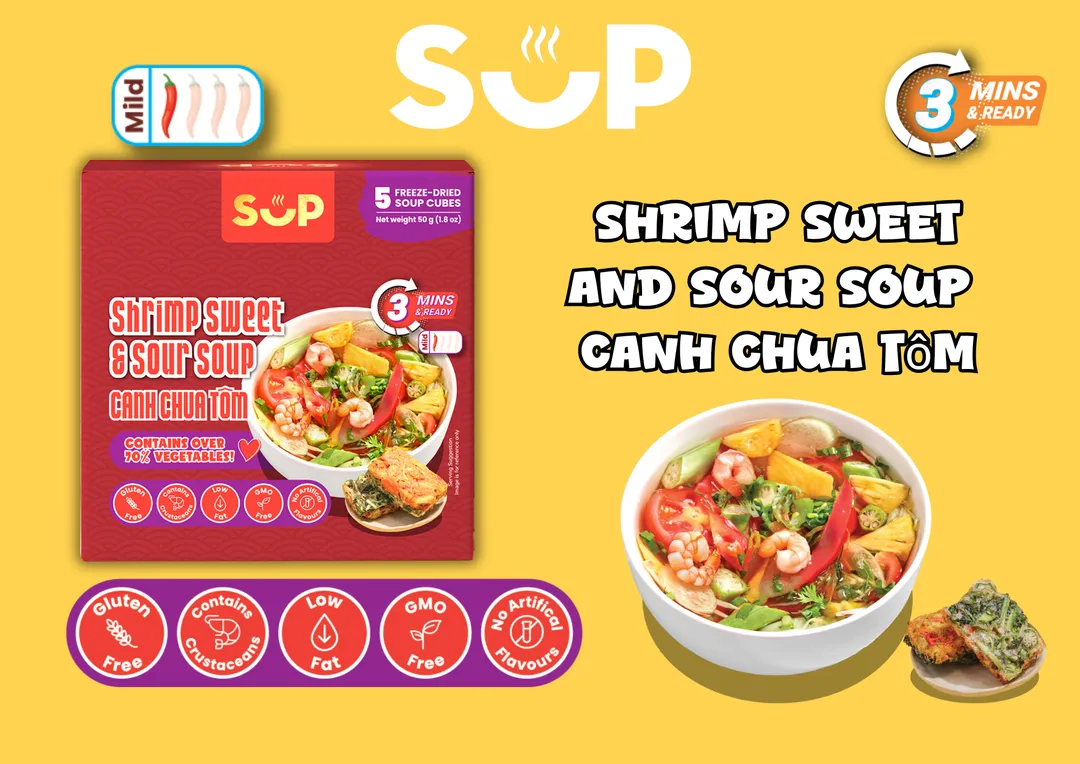 Vietnamese Shrimp Sweet & Sour Instant Soup Cubes | Gluten Free | 5-pack