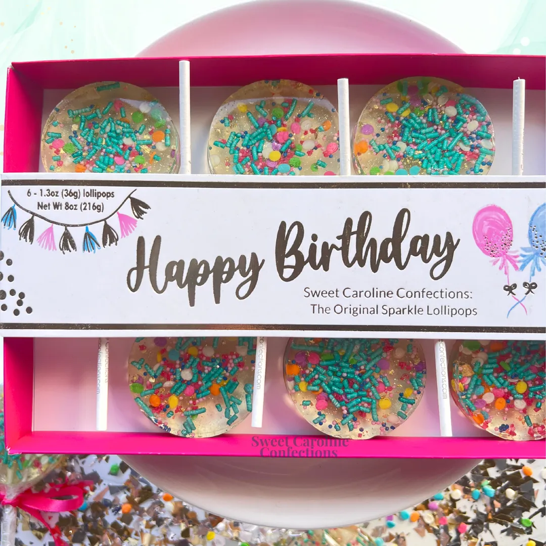 Happy Birthday Lollipop Box, 6 Lollipops, Birthday Cake