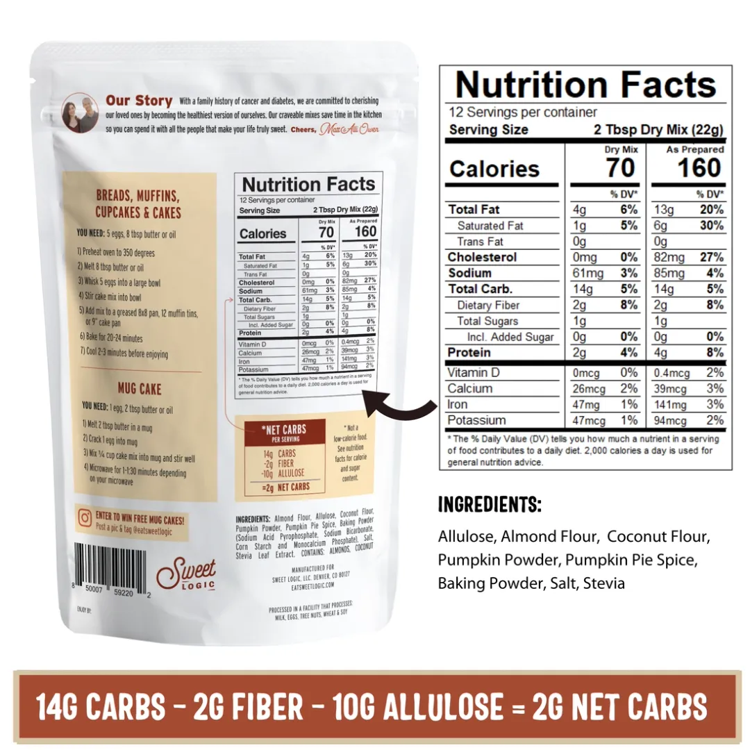 Keto Pumpkin Spice Baking Mix (1-Pack) Low Carb, Low Sugar