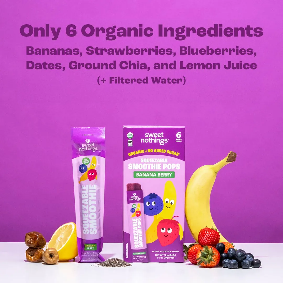Banana Berry Smoothie Pops – Organic Fruit Popsicles