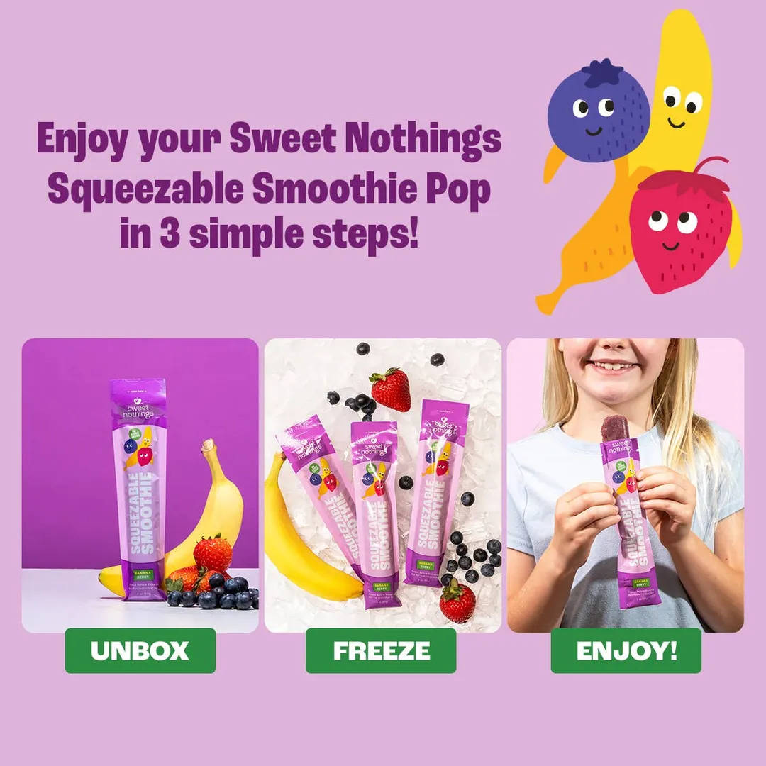Banana Berry Smoothie Pops – Organic Fruit Popsicles