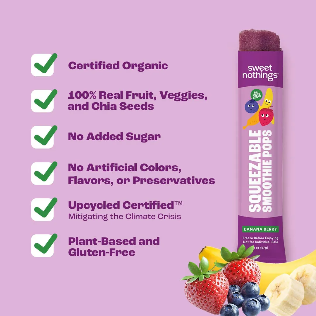 Banana Berry Smoothie Pops – Organic Fruit Popsicles