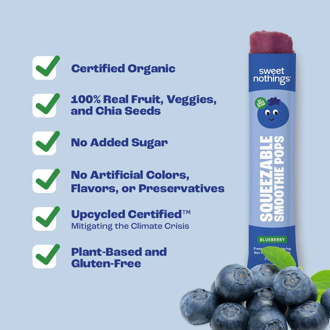 Blueberry Kale Smoothie Pops - Organic Fruit Popsicles