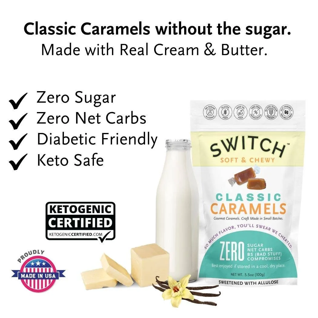 SWITCH® Classic Caramels (Zero Sugar, Zero Bad Stuff) 3.5oz Bag