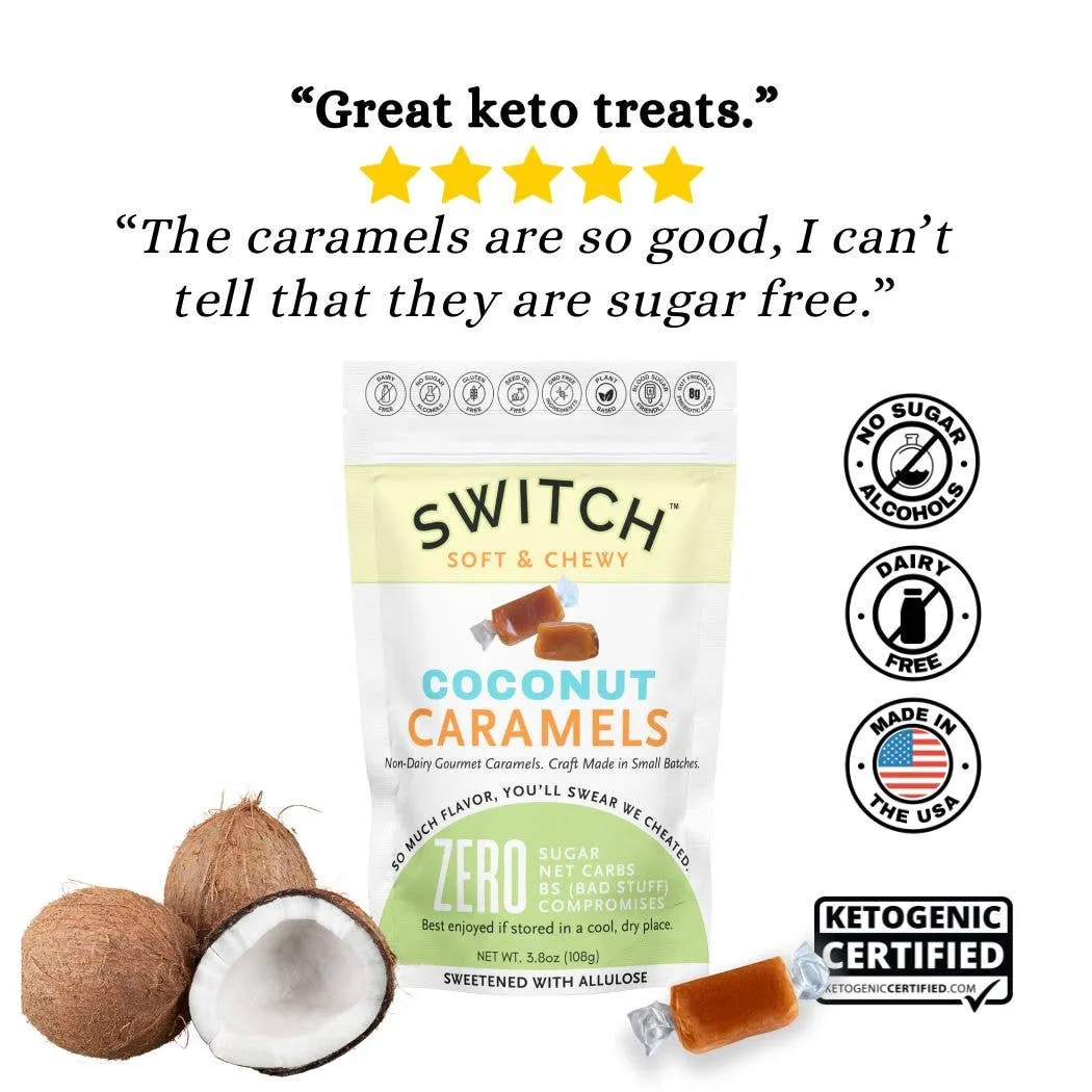 SWITCH® Coconut Caramels (Zero Sugar, Zero Bad Stuff) - 3.5oz Bag