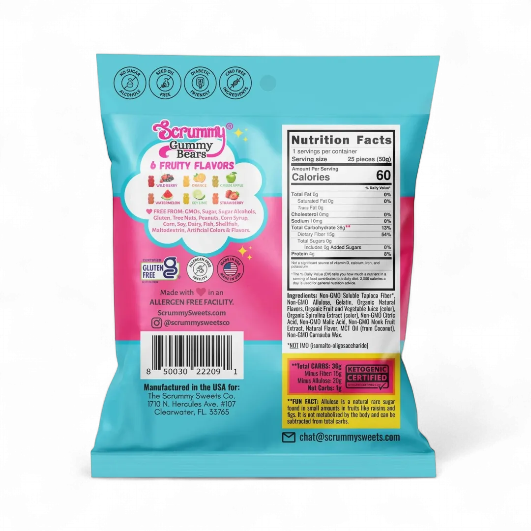 SWITCH® Scrummy Gummy Bears  (Zero Sugar, Zero Bad Stuff) - 8ct Box of 50g Bags