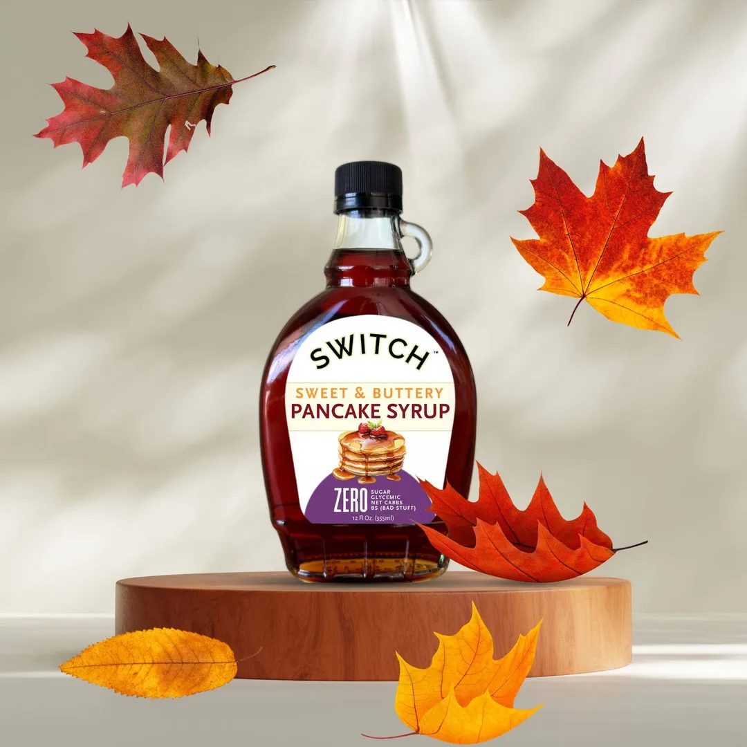 SWITCH® Sweet & Buttery Pancake Syrup (Zero Sugar, Zero Bad Stuff) - 12oz Glass Bottle