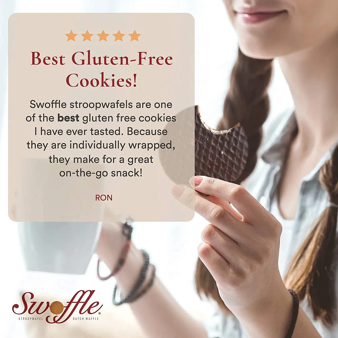 Swoffle Dark Chocolate Dipped Caramel Filled Original Waffle Cookie 4 Ct Box