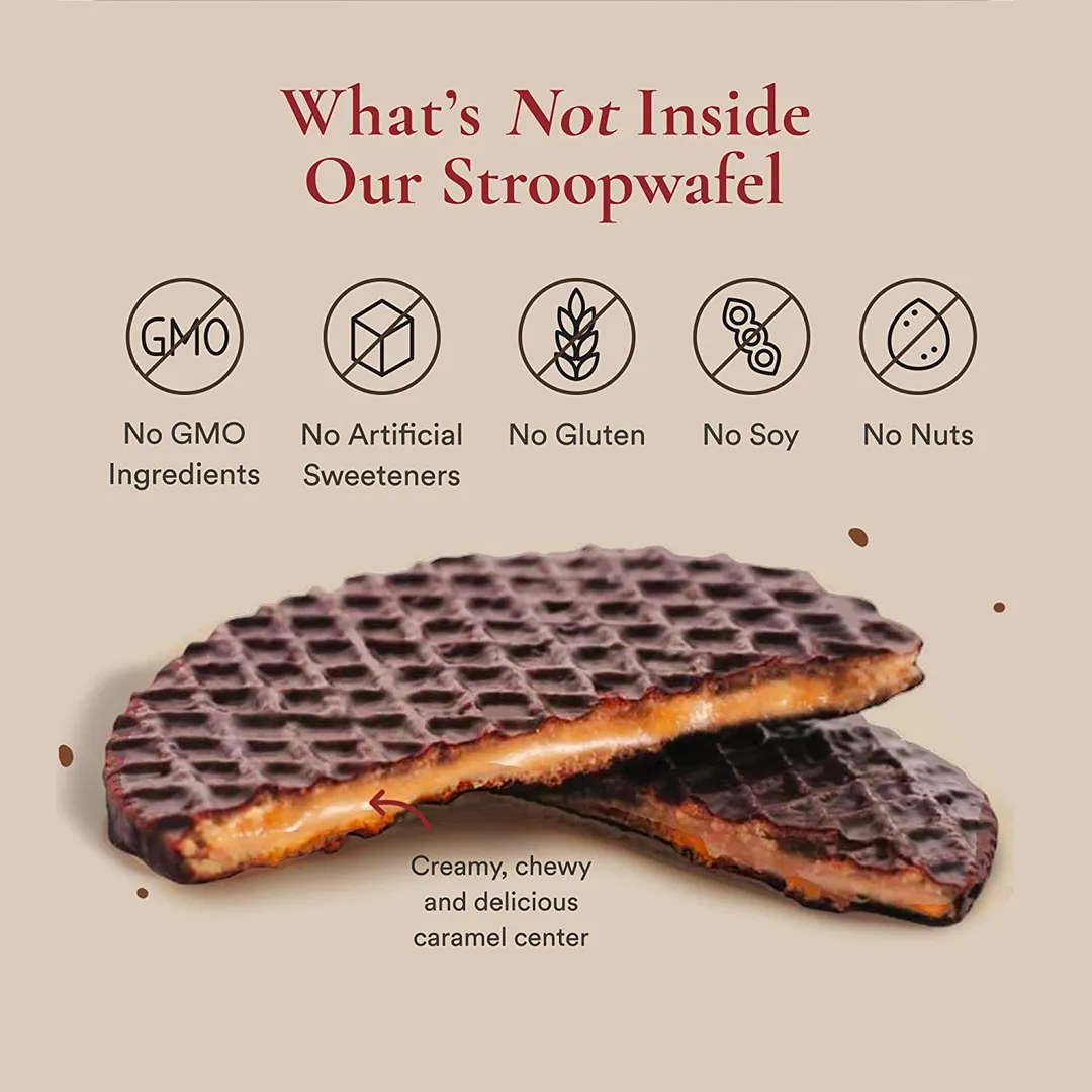 Swoffle Dark Chocolate Dipped Caramel Filled Original Waffle Cookie 4 Ct Box