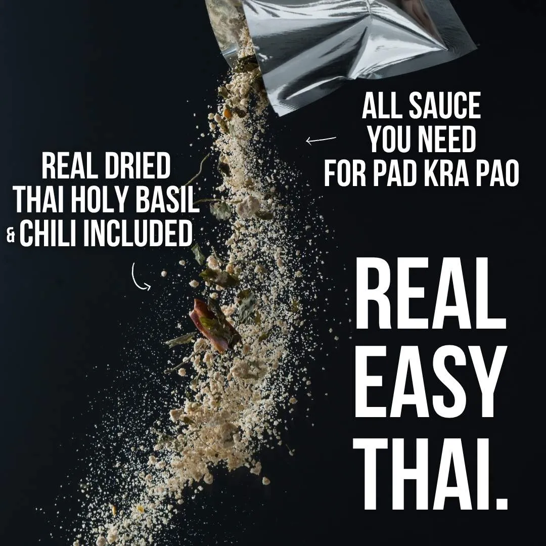 TAAN THAI PAD KRA PAO Stir-Fry Kit – Authentic Thai Holy Basil (Kra Pao) Starter – Vegan, Gluten-Free, No Preservatives – Easy to Cook – 3 Packets (Makes 12 Dishes)