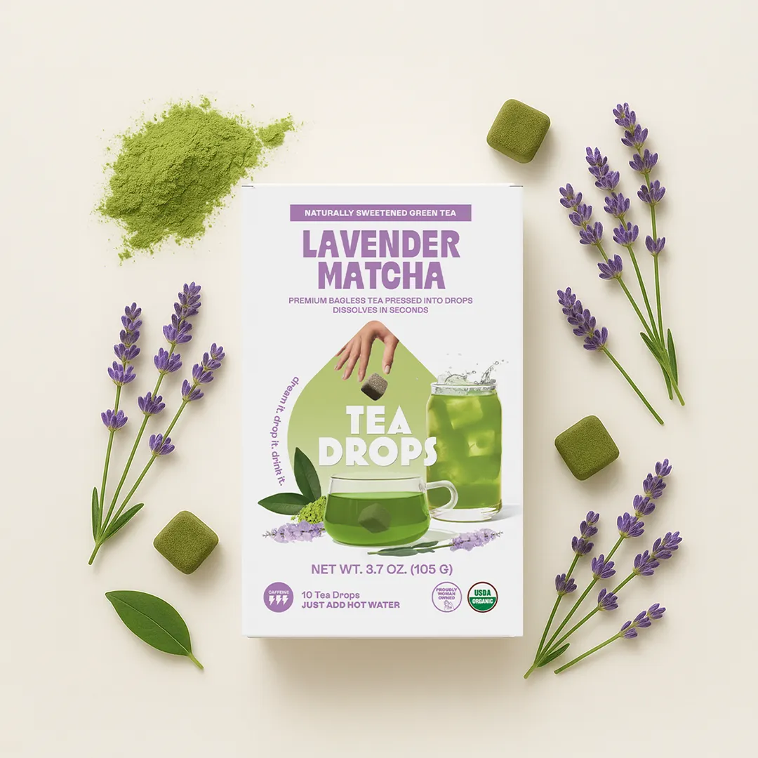 Lavender Matcha Tea Box – 10 Organic Tea Drops (Case of 6)