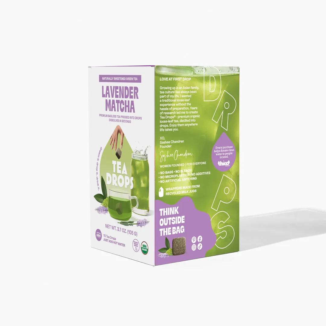 Lavender Matcha Tea Box – 10 Organic Tea Drops (Case of 6)