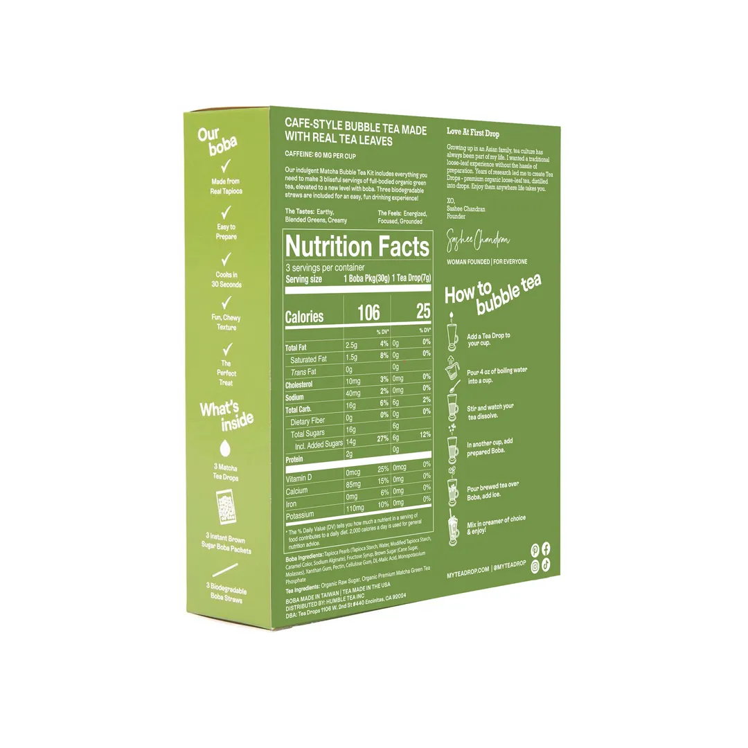 Matcha Boba Tea Kit - 3ct (Case of 6)