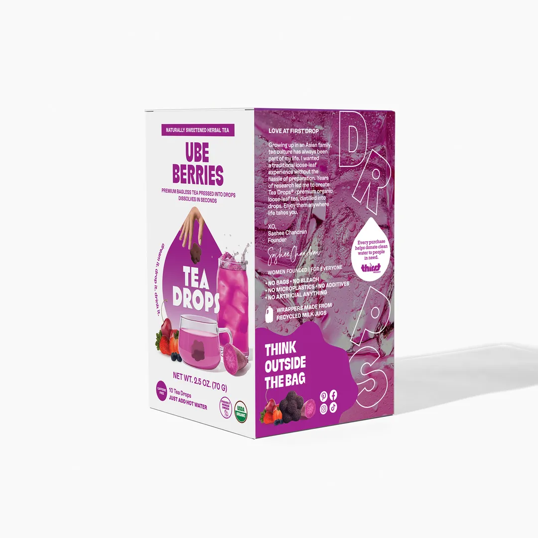 Ube Berrie Tea Box – 10 Organic Tea Drops (Case of 6)