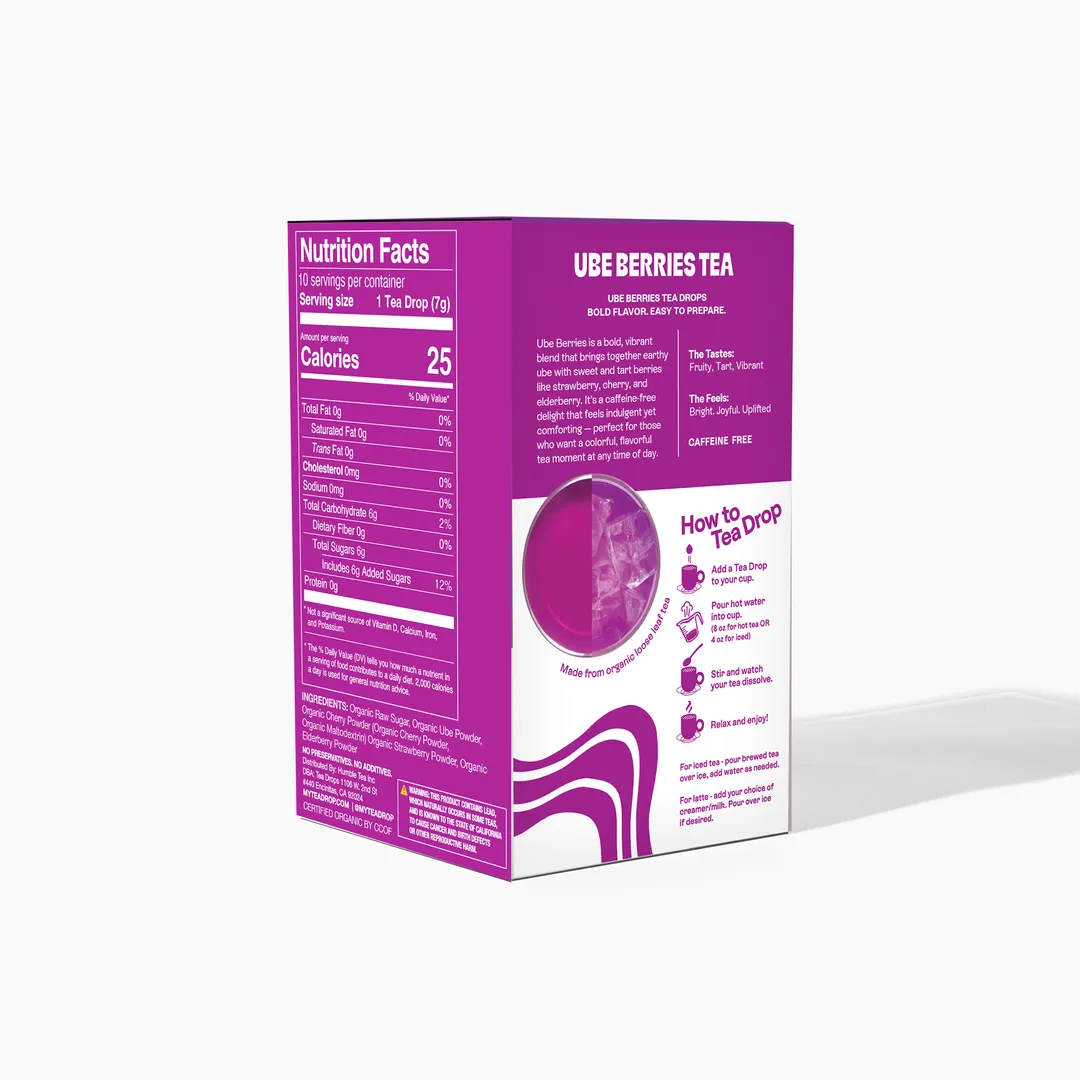 Ube Berrie Tea Box – 10 Organic Tea Drops (Case of 6)