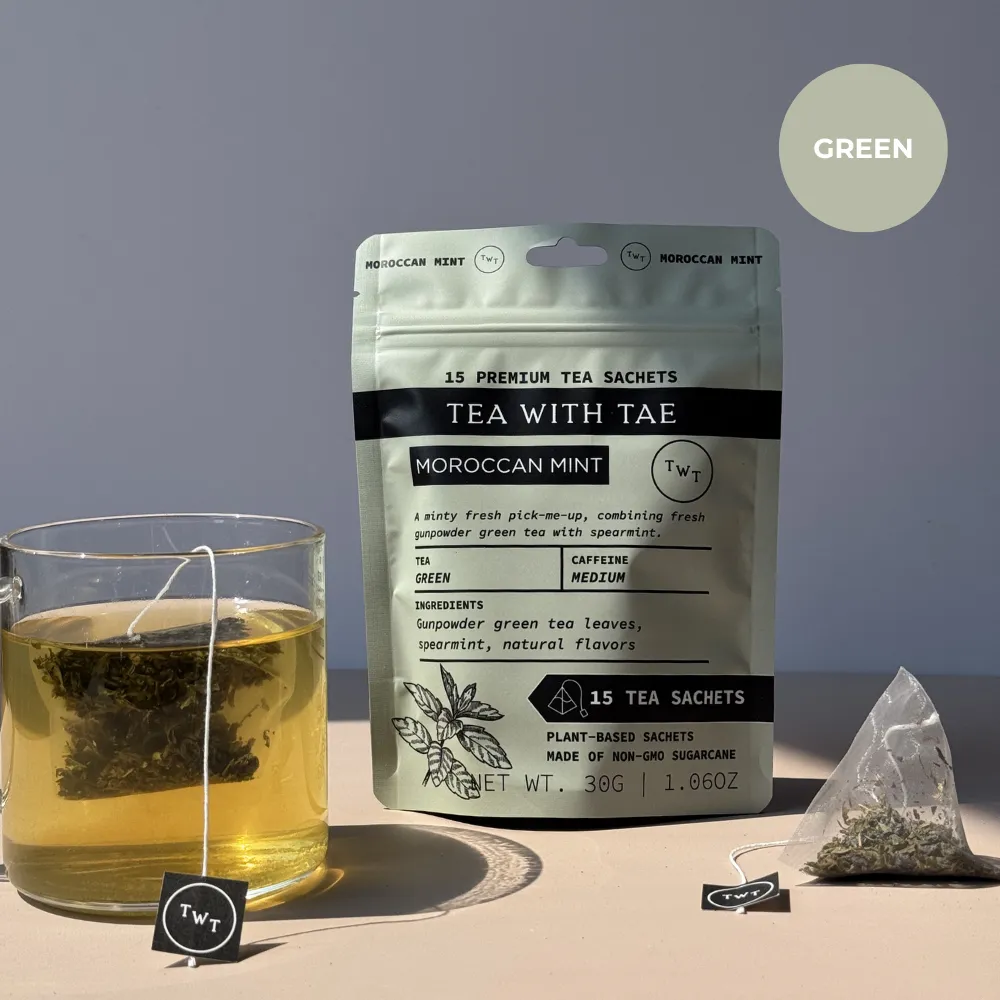 Moroccan Mint Green Tea Pouch (15 Tea bags) for retail
