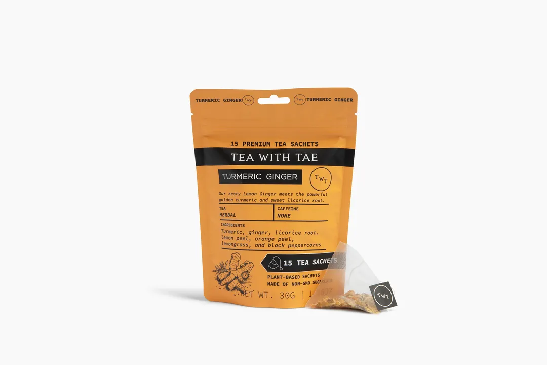 Turmeric Ginger Herbal Tea Pouch (15 Tea bags) for retail
